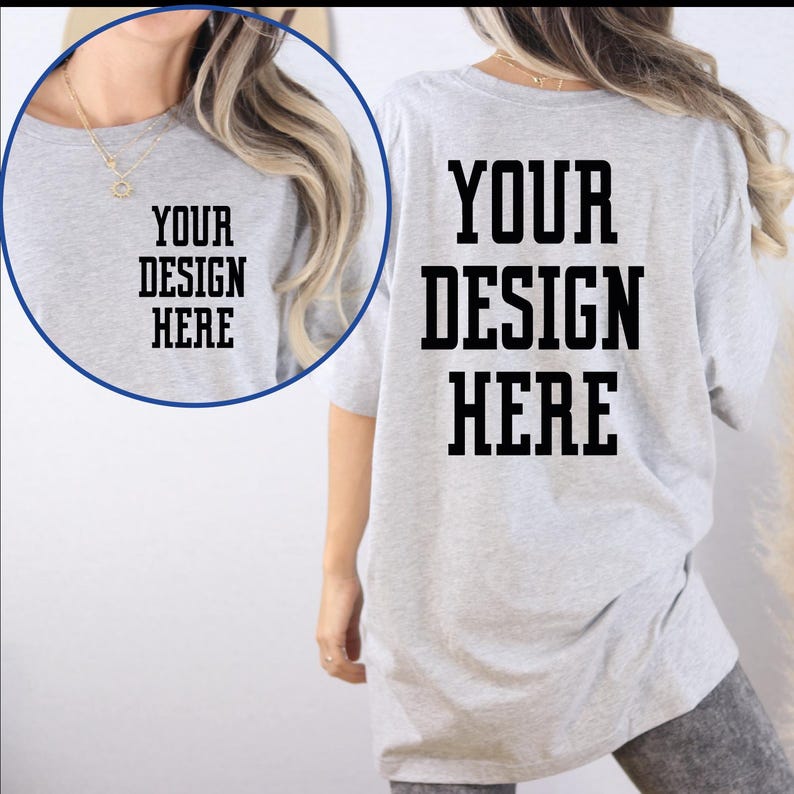 a woman wearing a t - shirt that says your design here