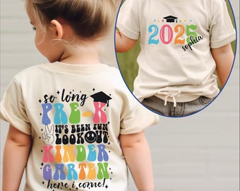 Custom Kindergarten Graduation Shirt 2025, Personalized Preschool Grad Shirt with Name, Pre-K to Kindergarten Gift for Kids VLB1089