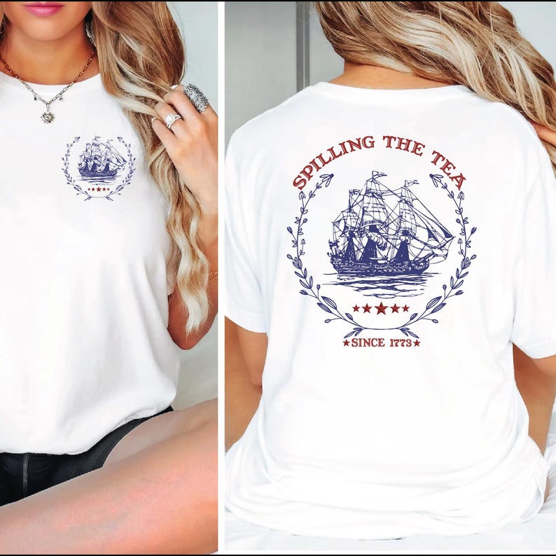 a woman wearing a white shirt that says sailing the sea