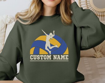 Volleyball Lover Sweatshirt , Custom Name Volleyball Hoodie, Personalized Volleyball Player Gift