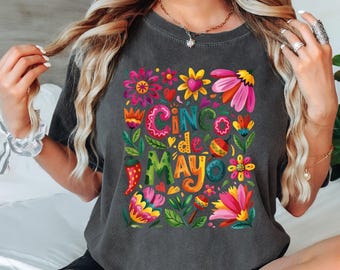 Boho Floral Cinco De Mayo Shirt, Cinco De Mayo Shirt, Mexican Shirt, Mexican Fiesta Shirt, Happy Cinco De Mayo Shirt VLB1040