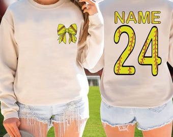 Softball Sweatshirt, Custom Name and Number Softball Hoodie, Personalized Softball Tee