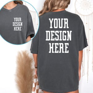 a woman wearing a t - shirt that says your design here