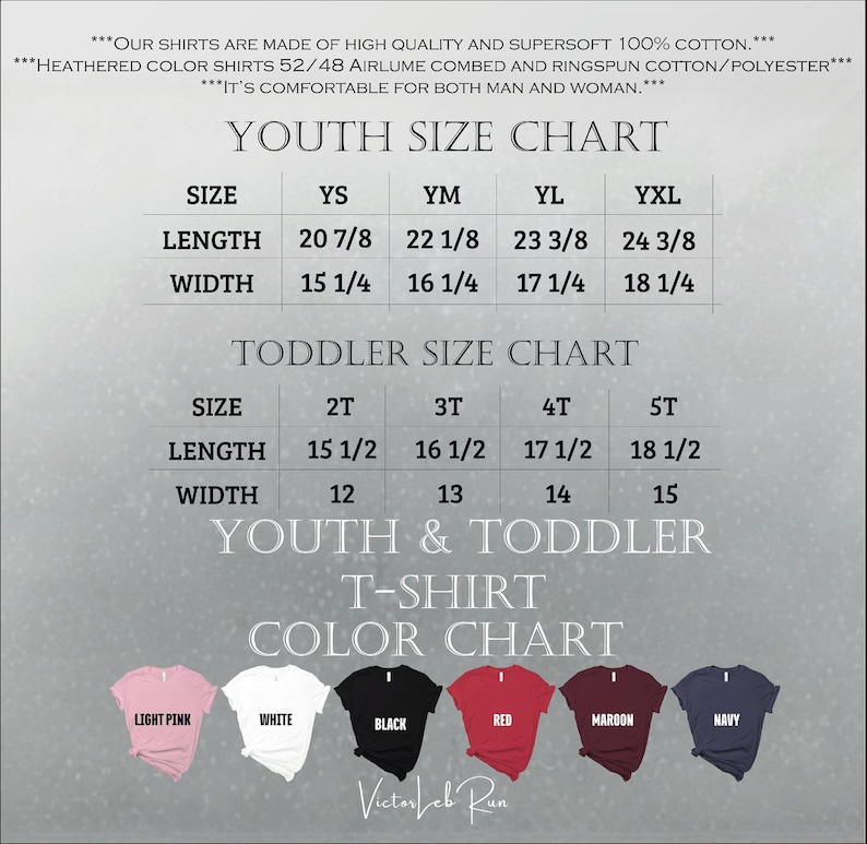 the youth size chart for a youth's t - shirt