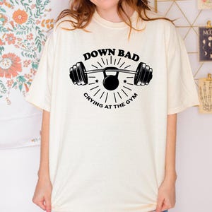 Down Bad Crying At The Gym Comfort Colors Shirt,  Funny Shirt , Skeleton Workout Gym Shirt,Funny Weightlifting VLB381