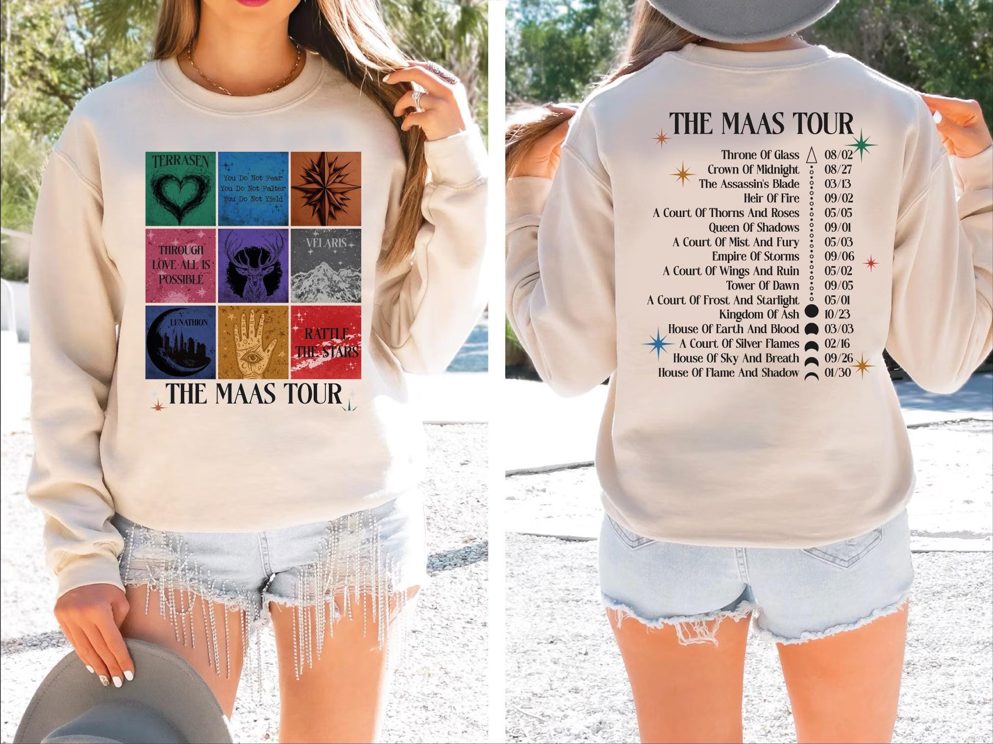 Sarah J. Maas Tour Sweatshirt & hoodie,  velars merchs,The Maas Tour, Crescent City, Throne of Glass Merch, SJM Fan Apparel gift VLB565