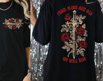 Camiseta "De sangre y ceniza, nos alzaremos", camiseta de Jennifer L. Poppy Hawke y Prince Casteel, regalo para amantes de los libros VLB745