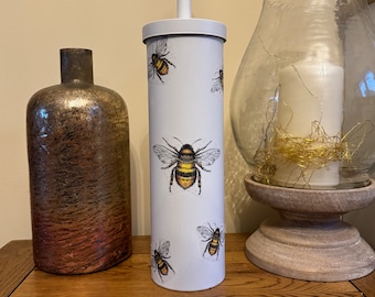 Stunning Bee Decoupaged Toilet brush and holder.