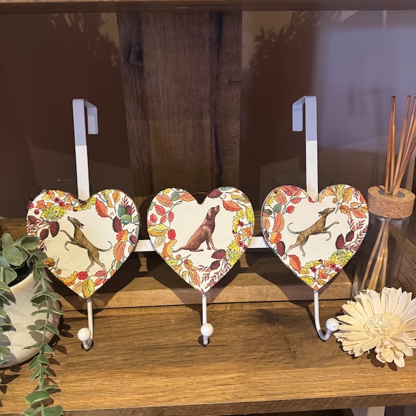 Emma Bridgewater inspired Dog Decoupaged Heart over door coat hanger.