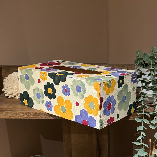 Stunning Emma Bridgewater inspired polka flowers Decoupaged tissue box holder.