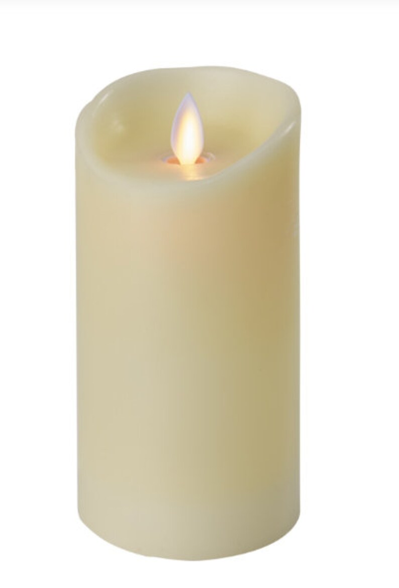 Blue Floral Wax Pillar Candle. Etsy