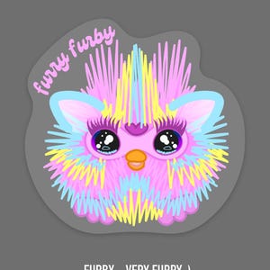 FURBY inspired CLEAR sticker | waterproof + weatherproof vinyl decal sticker | retro 90&#39;s vibes