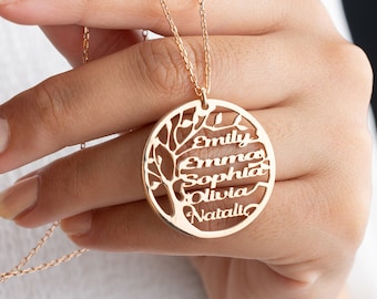 Personalized Family Tree Necklace - Custom Family Members Name Family Tree Necklace - Gift For Grandma - Gift For Mom