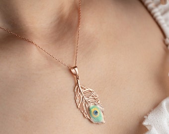 Peacock a Symbol of Power and Love Pendant - Peacock Necklace - Dainty Feather Pendant - Elegant Peacock Necklace - Anniversary Gift