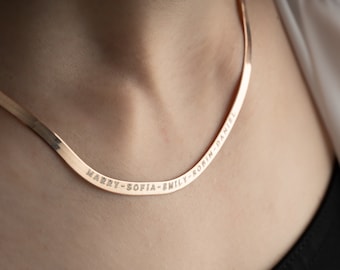 Herringbone Personalized Necklace -Herringbone Chain Custom Necklace -Trending Herringbone Chain Necklace -Luxury Necklace -Elegant Necklace