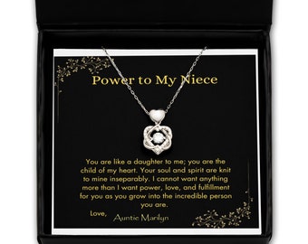 Necklace pendant gift for niece from aunt or uncle, power, love, acceptance, family, affirmation