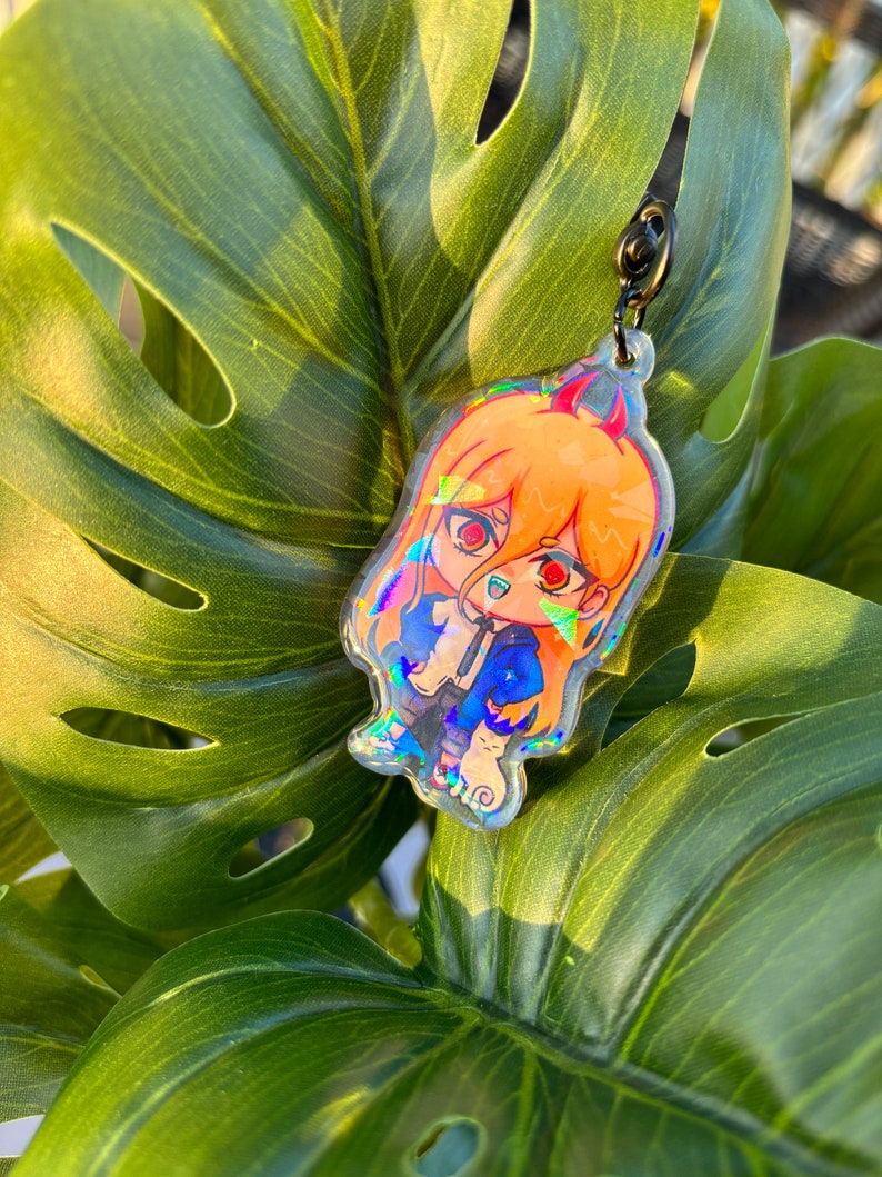 Chainsaw Guy Keychains acrylic Holographic Charm Etsy