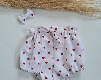 Ensemble bloomer taille haute bébé - barrette assorti