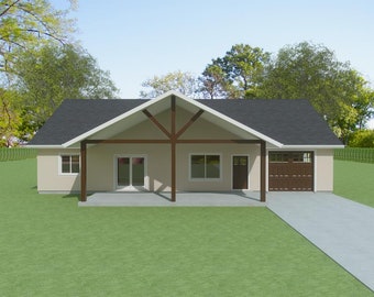 FDH1486R Grundriss Set - 1486 Quadratfuß / 2 Betten / 2 Bäder / 1 Garage