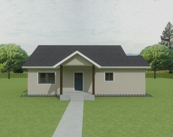 FDH1074 Floor Plan Set - 102 m² / 2 Schlafzimmer / 1 Bad / Ohne Garage