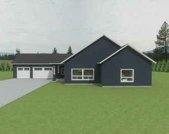 FDH3141R / 300 m² / 4 Schlafzimmer / 4 Badezimmer / Büro / Garage für 3 Autos - Plan-Set