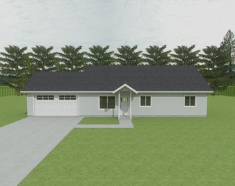 FDH1279 Floor Plan Set - 1279 quadratfuß / 3 Schlafzimmer / 1 Bad / Garage für 2 Autos