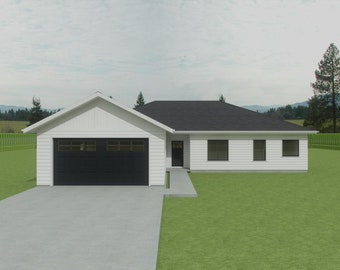 FDH1882 Grundriss Set - 1882 Quadratfuß / 3 Betten / Büro / 2 Bäder / 2 Auto Garage