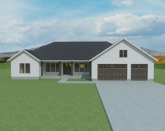 FDH2629R Grundriss Set - 2629 Quadratfuß / 4 Betten / Büro / 2.5 Badezimmer / Garage für 3 Autos