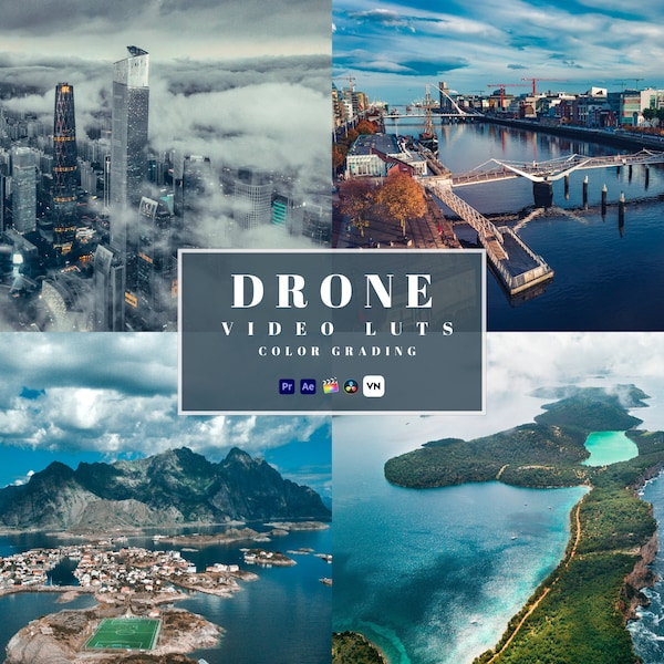 Drone LUTs Pack Color Grading | Movie Filters, Video Presets | Premiere Pro, After Effects, Final Cut Pro X, DaVinci Resolve