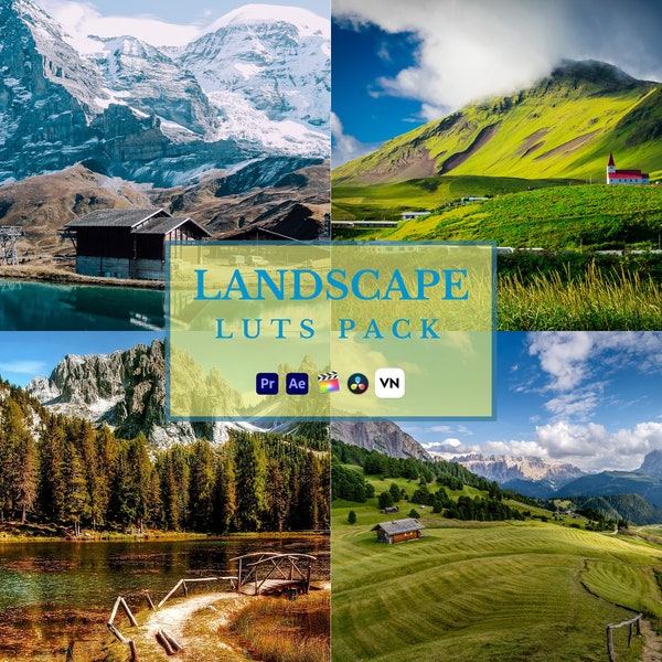 Landscape LUTs Pack Color Grading, Movie Filters, Video Presets, Premiere Pro, After Effects, Final Cut Pro X, DaVinci Resolve