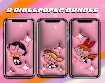 Powerpuff Girls Wallpaper, Trio Wallpapers, Matching Wallpapers, iPhone Backgrounds, Phone Wallpaper, Girly Wallpaper