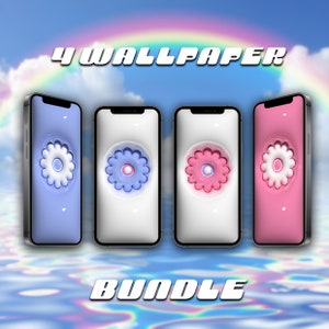 3D Gear Flower Wallpaper Bundle | Y2K Flower iPhone Background | Cute Phone Wallpaper | Kawaii Wallpaper | Matching iPhone Wallpapers