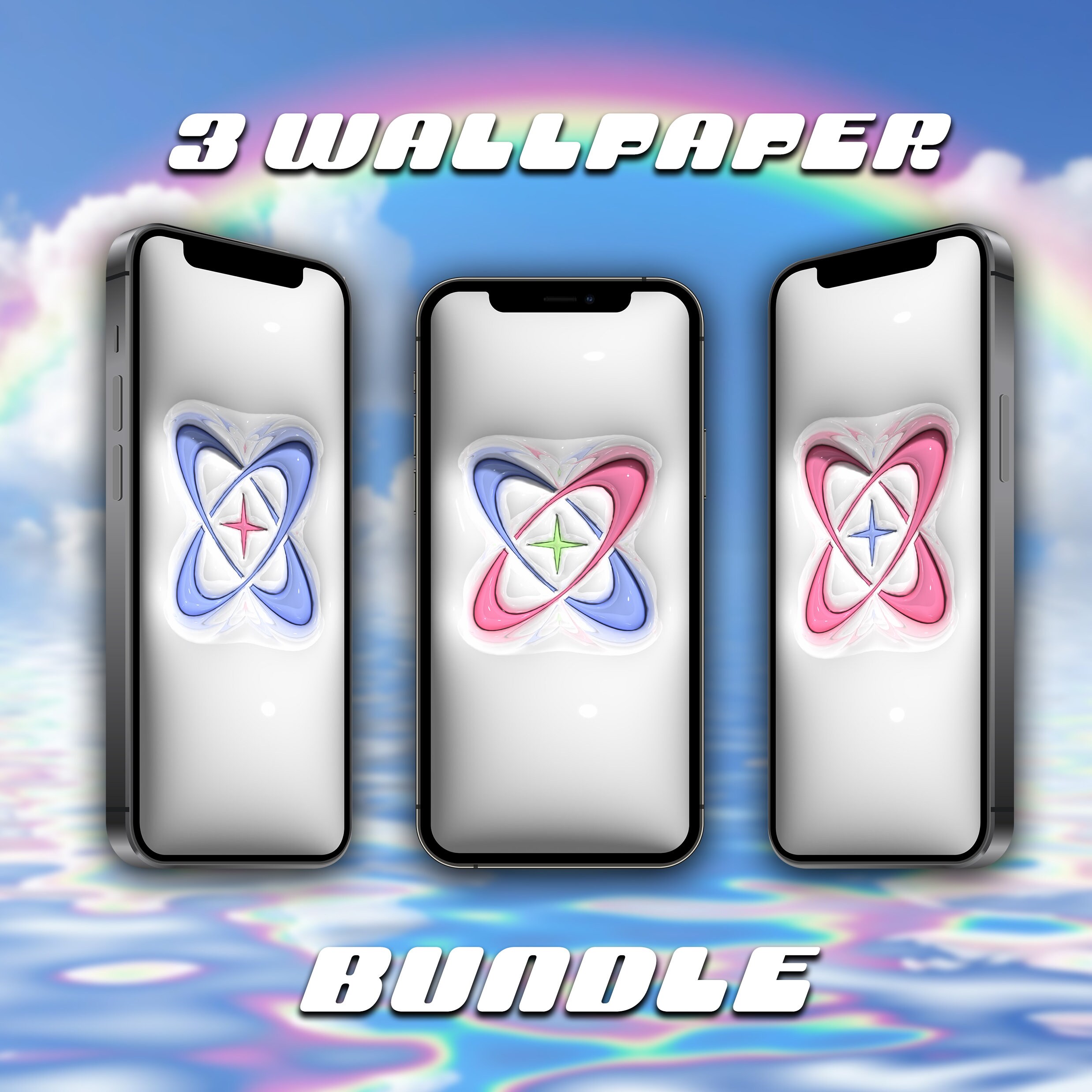3D Rings Wallpaper Bundle | Y2K Ring iPhone Background | Cute Phone Wallpaper | Kawaii Wallpaper | Matching iPhone Wallpapers Bundle