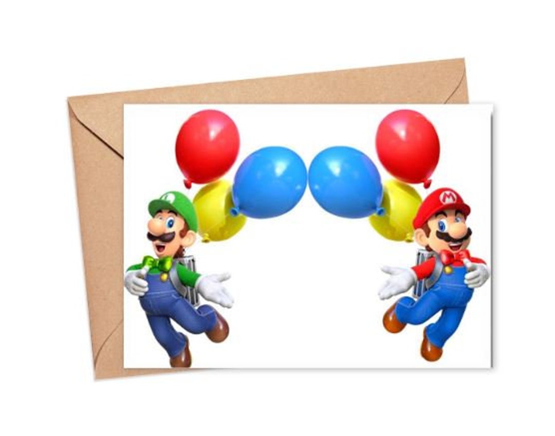 Mario Bros Birthday Card, Greeting, Birthday, Get Well Card ...