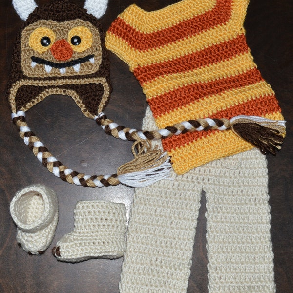 Crochet Wild Monster Costume | Crochet Hat | Knit Hat | Photo Prop | Halloween | Baby Shower Gift | Wild Thing
