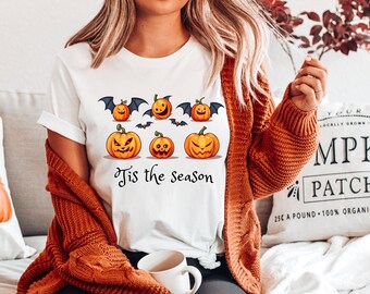Tis The Season Shirt, Fall Pumpkin Shirt, Halloween Shirts For Women, Women Fall Tees, Fall Season Shirts, Cute Pumpkin Shirt, Autumn Shirt