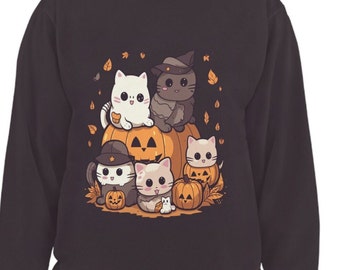 Halloween Sweatshirt,Katzen Sweatshirt,Geist Shirt,Halloween Pullover,Cooles Halloween Katze Shirt,Katzenliebhaber Tshirt, Katzen-Shirt