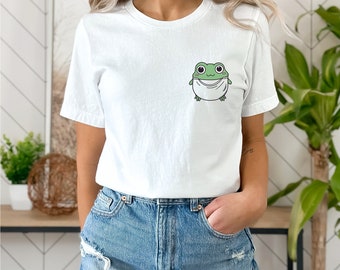 Frog Shirt, Pocket Frog Shirt, Frog Gifts, Shirts for Women, Pocket Cute Frog Shirt, Frog Baby Clothes, Frog Youth Shirt, Frog Lover Gift