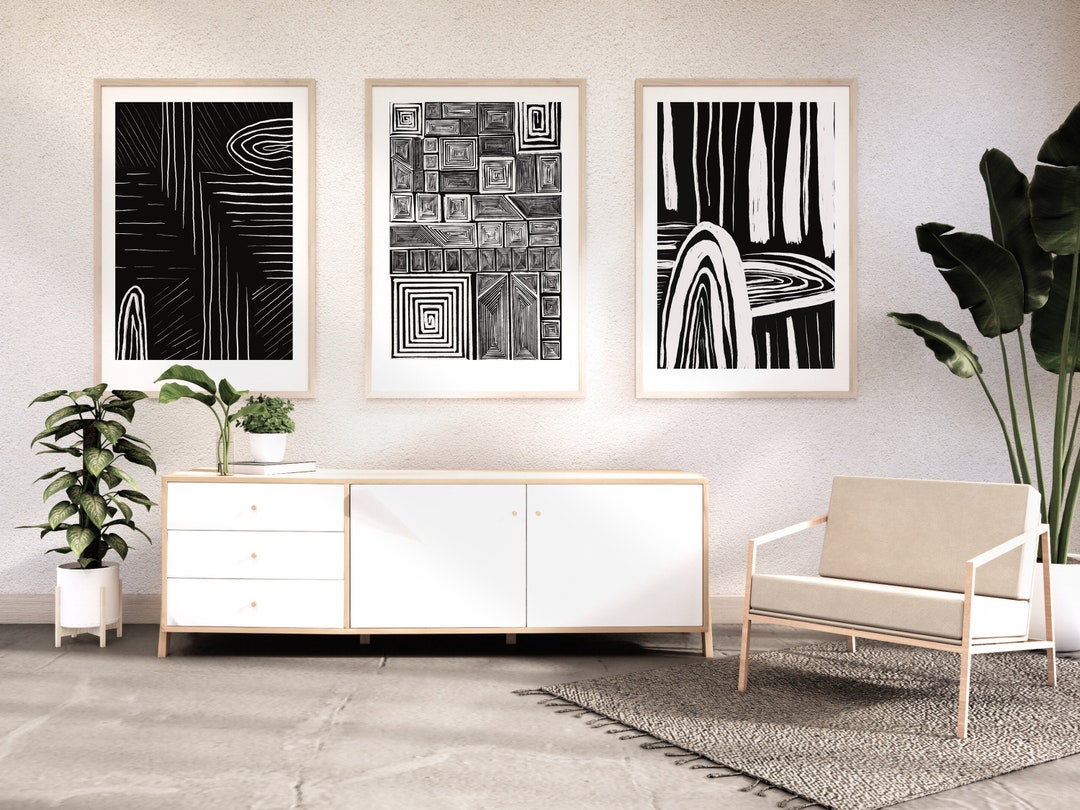 3 Piece Abstract Wall Art Bundle, Printable, Modern Wall Art, Set of 3 ...