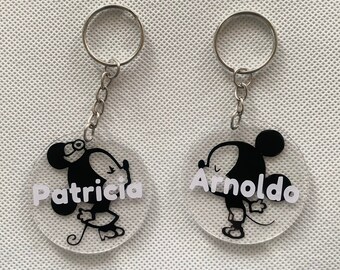 Custom Valentine Key Chains - Handmade Minnie and Mickey Mouse inspired keychains - Couple Keychains - Acrylic Keychain