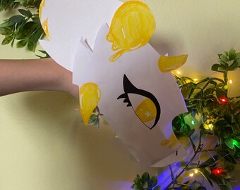 Yellow sun paper dragon puppet