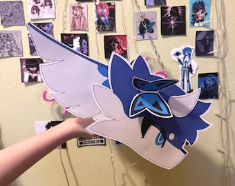 Blue and white butterfly paper dragon puppet