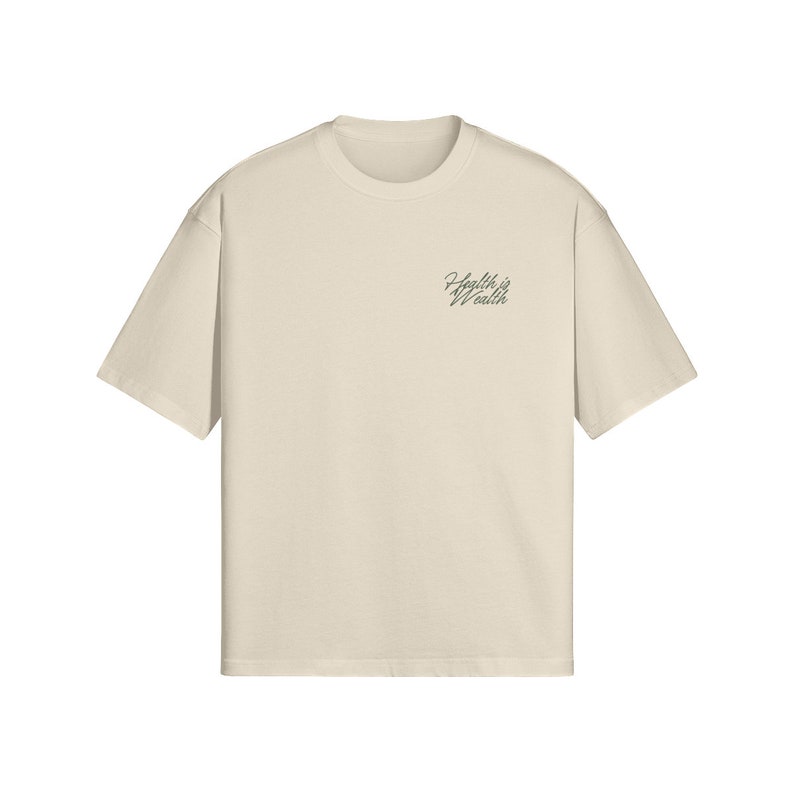 Camiseta "La salud es riqueza", 100 % algodón Apricot