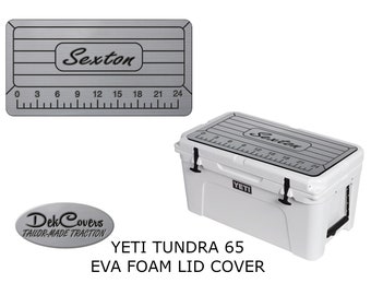 Personalized YETI Tundra 65 qt Cooler Lid Cover: Non-Skid EVA Foam with 24" Ruler