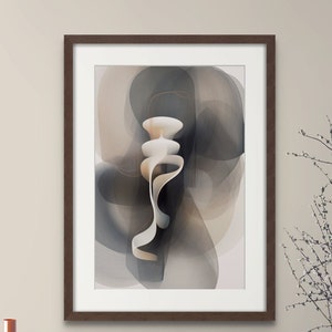 Abstract Art Modern Contemporary Painting Neutral Tones Fluid Lines Digital Print Printable Poster
