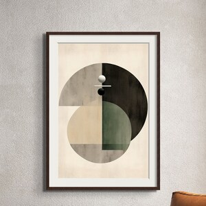 Contemporary Abstract Modern Painting, Geometric, Green, Green, Black, White, Digital Art, Printable Poster