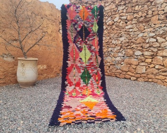 Tappeto da corridoio marocchino vintage 3x10: tappeto da corridoio boho in lana fatto a mano