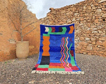Handmade Area Kilim Rug, Wool Jute Kilim Rug blue, Flatweave Rug, Bohemian Rug, Indian Dhurrie Rug, Navajo Kilim Rug, Custom Rug, Aztec Rug