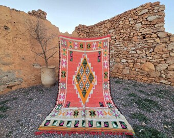 Boujaad Wool Runner 7x4 ft- Handmade Runner- Morocca Vintage Runner- Bedroom Decor-Unique Vintage Moroccan Rug-Authentic Cozy Chic