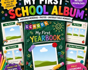 Preschool Yearbook Template | Pre-K & Kindergarten Memory Book | Editable Canva School Yearbook | Digital Download